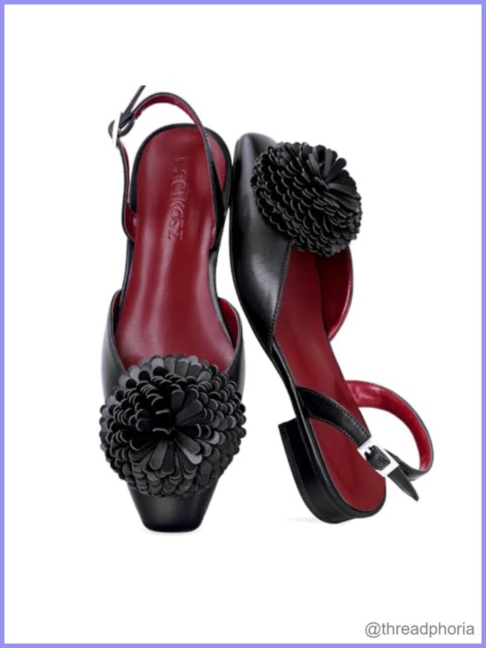 Faux Leather Floral Flat Sandals Square Toe Slingback Comfortable Walk